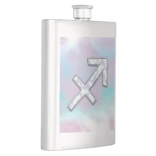 Sagittarius Zodiac Symbol Mutter von Pearl Style Flachmann (Rechts)