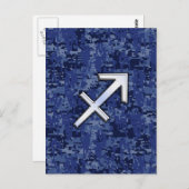 Sagittarius Zodiac Symbol NavyDigital Camouflage Postkarte (Vorne/Hinten)
