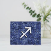 Sagittarius Zodiac Symbol NavyDigital Camouflage Postkarte (Stehend Vorderseite)