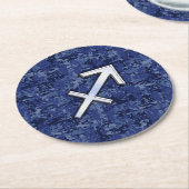 Sagittarius Zodiac Symbol NavyDigital Camouflage Runder Pappuntersetzer (Angewinkelt)