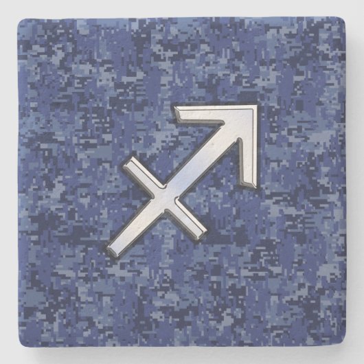 Sagittarius Zodiac Symbol NavyDigital Camouflage Steinuntersetzer (Vorderseite)