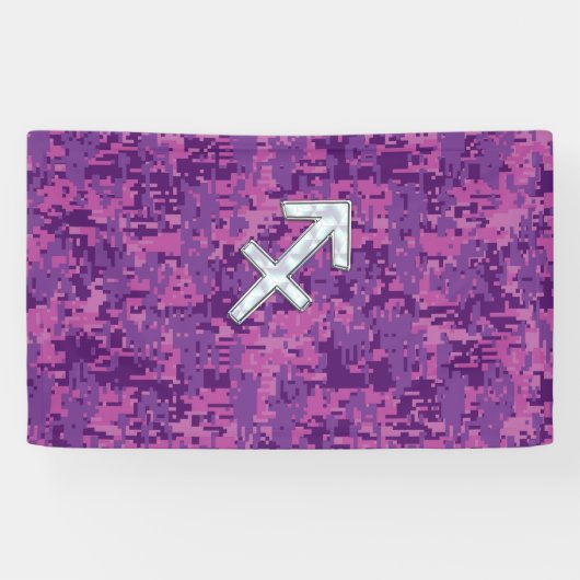 Sagittarius Zodiac Symbol Pink Digital Camouflage Banner (Horizontal)