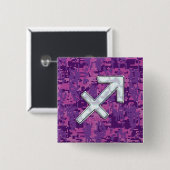 Sagittarius Zodiac Symbol Pink Digital Camouflage Button (Vorne & Hinten)
