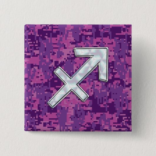 Sagittarius Zodiac Symbol Pink Digital Camouflage Button (Vorderseite)