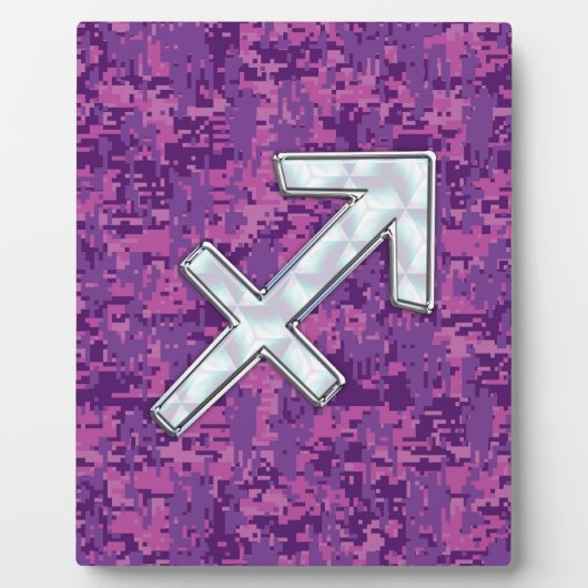 Sagittarius Zodiac Symbol Pink Digital Camouflage Fotoplatte (Vorderseite)