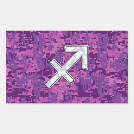 Sagittarius Zodiac Symbol Pink Digital Camouflage Rechteckiger Aufkleber (Vorderseite)