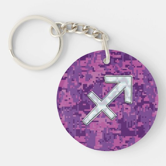 Sagittarius Zodiac Symbol Pink Digital Camouflage Schlüsselanhänger (Vorderseite)