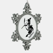 Sagittarius Zodiac Symbol und Zeichen Schneeflocken Zinn-Ornament (Links)