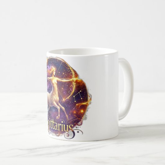 Sagittarius Zodiac Tasse - Fiery & Adventurous Des (VorderseiteRechts)