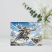 Sagittarius Zodiac with Warrior Riding a Majestic  Postkarte (Stehend Vorderseite)