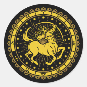 Sagittarius - Zodiac-Zeichen - Symbol - Horoskop Runder Aufkleber