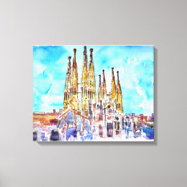 Sagrada Familia Barcelona Aquarellbilder Leinwanddruck