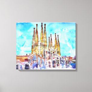 Sagrada Familia Barcelona Aquarellbilder Leinwanddruck