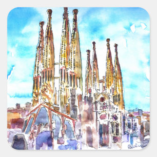 Sagrada Familia Barcelona Quadratischer Aufkleber