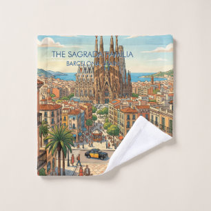 Sagrada Familia Barcelona Spanien Reise Kunst Vint Badhandtuch Set