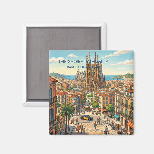 Sagrada Familia Barcelona Spanien Reise Kunst Vint Magnet