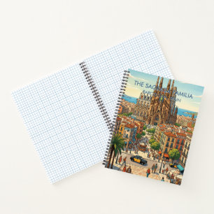 Sagrada Familia Barcelona Spanien Reise Kunst Vint Notizblock