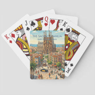 Sagrada Familia Barcelona Spanien Reise Kunst Vint Spielkarten