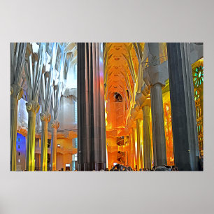 Sagrada Familia Innenraum Barcelona Wandkunst Gaud Poster