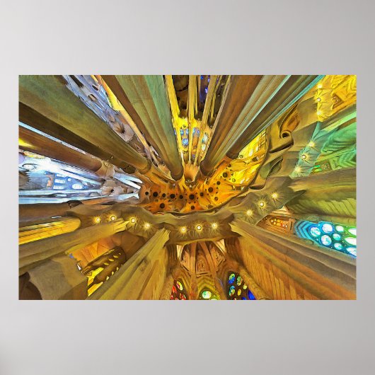 Sagrada Familia. Innenseite. Ansicht 27. Poster (Vorne)