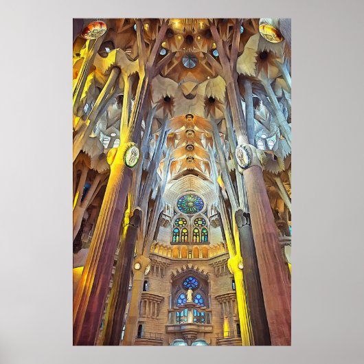 Sagrada Familia. Innenseite. Ansicht 29. Poster (Vorne)