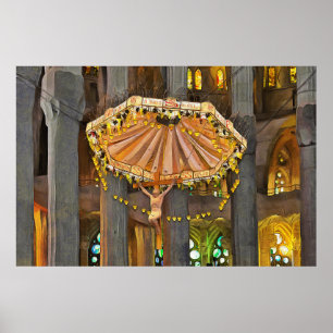 Sagrada Familia. Innenseite. Ansicht 4. Poster