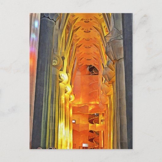 Sagrada Familia.Interior Ansicht 1. Postkarte (Vorderseite)