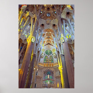 Sagrada Familia Interior Barcelona Neutral Print Poster