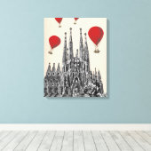 Sagrada Familia und Red Hot Air Balloons Leinwanddruck (Insitu (Holzboden))