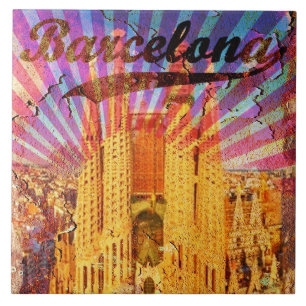 Sagrada Familia Vintage Spanien Barcelona Fliese
