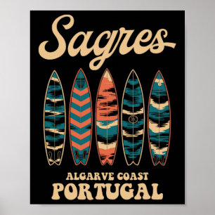 Sagres Algarve Küste Portugal Surfbrett Surfen So Poster