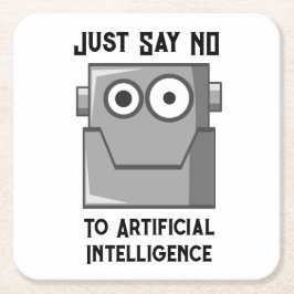 Sagt einfach Nein zur künstlichen Intelligenz Rechteckiger Pappuntersetzer