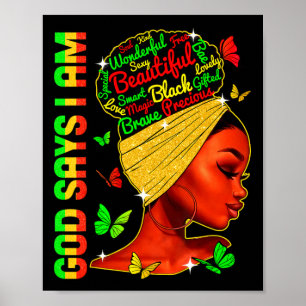 Sagt, ich bin schwarze Melanin Schwarze Geschichte Poster