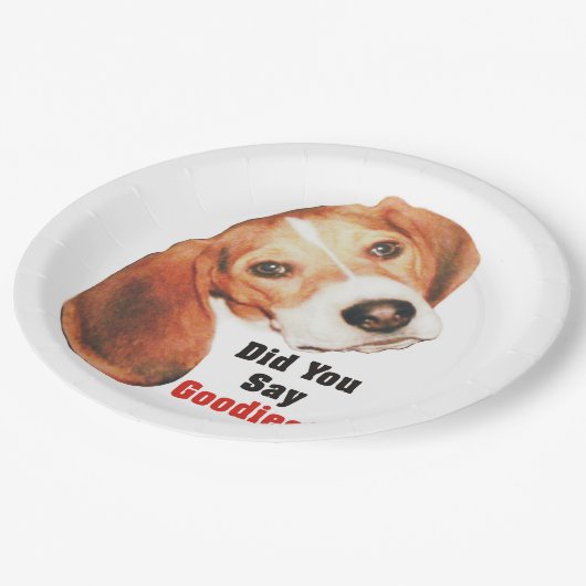 Sagten Sie gute Sachen? Beagle Pappteller (Schrägansicht)