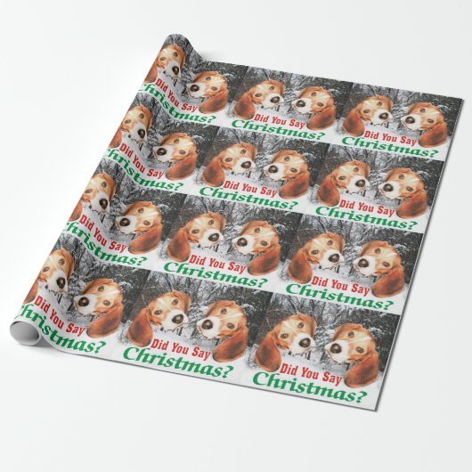 Sagten Sie Weihnachten? Beagle-Verpackungs-Papier Geschenkpapier (Ungerollt)