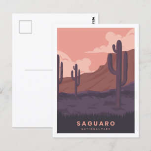 Saguaro Arizona Berühmte Reiseziel-Illustration Postkarte
