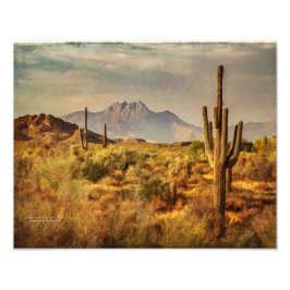 Saguaro Cacti Arizona Wüste Aussicht auf die Berge Fotodruck