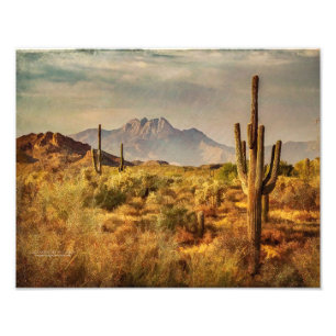 Saguaro Cacti Arizona Wüste Aussicht auf die Berge Fotodruck