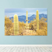 Saguaro Cacti in Desert Landscape Leinwanddruck (Insitu (Holzboden))