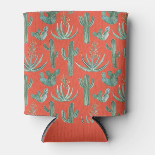 Saguaro Cactus Aloe Succulent Wasserfarbe Rot Dosenkühler (Vorderseite)