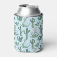 Saguaro Cactus Aloe Vera Succulent Watercolor Blue