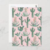 Saguaro Cactus Aloe Watercolor Muster Einfaches De Postkarte (Vorne/Hinten)