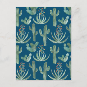 Saguaro Cactus Aloe Watercolor Muster Einfaches De Postkarte