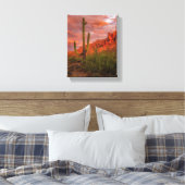 Saguaro Cactus Arizona Sunset Terracotta Red 11x14 Leinwanddruck (Insitu (Schlafzimmer))