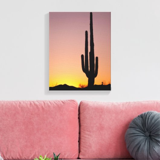 Saguaro Cactus at Sunset Leinwanddruck (Insitu (Wohnzimmer))