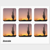 Saguaro Cactus at Sunset Quadratischer Aufkleber (Blatt)