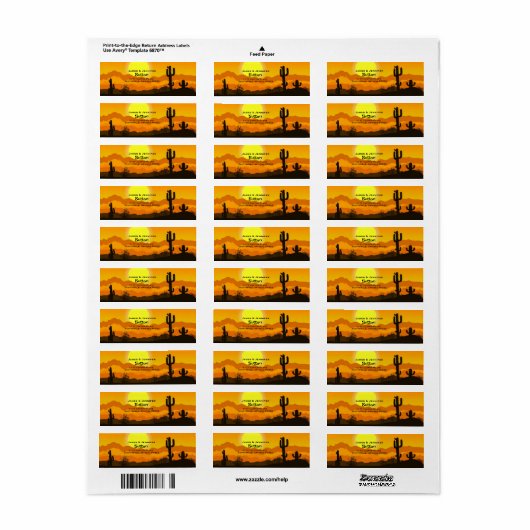 Saguaro Cactus at Sunset Rücksendeadresse (Vorne)