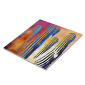 Saguaro Cactus Colorful Southwestern Wüste Fliese (Seite)