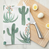 Saguaro Cactus Desert Aloe Pattern Wasserfarbe Geschirrtuch (Viertel Falte)