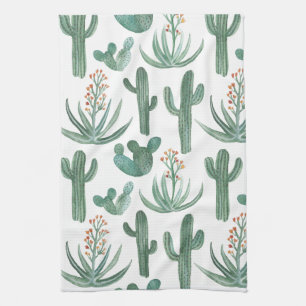 Saguaro Cactus Desert Aloe Pattern Wasserfarbe Geschirrtuch